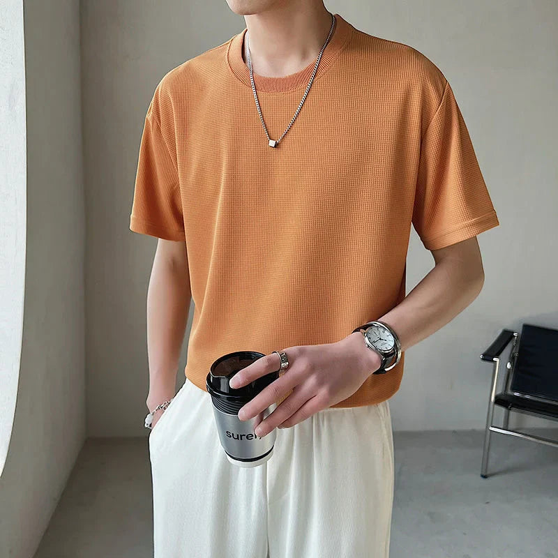 saferido Summer Men's High-grade Fabric Solid Color Tshirts Short Sleeve 8 Color British Style T-shirt Clothes Round Neck T Shirts