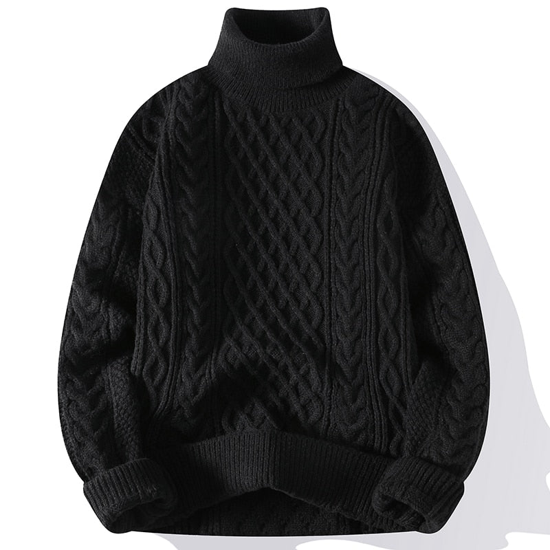 High Quality Mens Turtleneck Sweaters Pullover Solid Color Knitted Sweater Men Casual Pullovers Autumn Winter Warm Knitwear Man