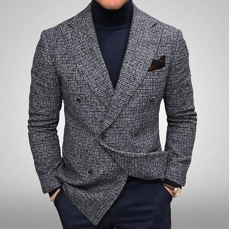 Men's Plaid Print Blazer Fashion Casual Slim Wedding Party High Quality Long Sleeve Suits Jacket Men's Clothing Blazer