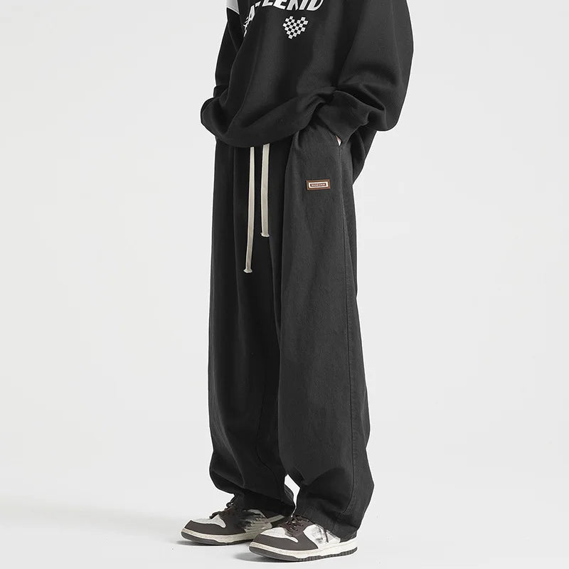 saferido New Temperament Solid Color Trendy Sports Pants Straight-leg Spring And Autumn Trousers Youth Popular Loose Casual Pants For Men