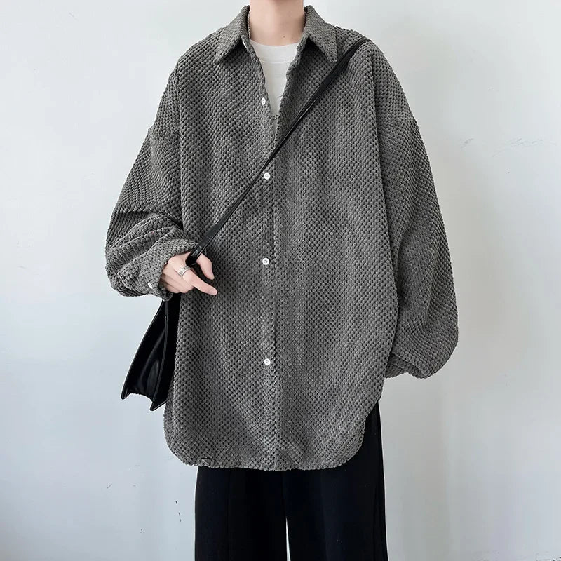 saferido Autumn Long Sleeved Shirt Men Oversized Fashion Casual Shirt Men Streetwear Loose Checkered Shirt Mens Vintage Shirts M-3XL