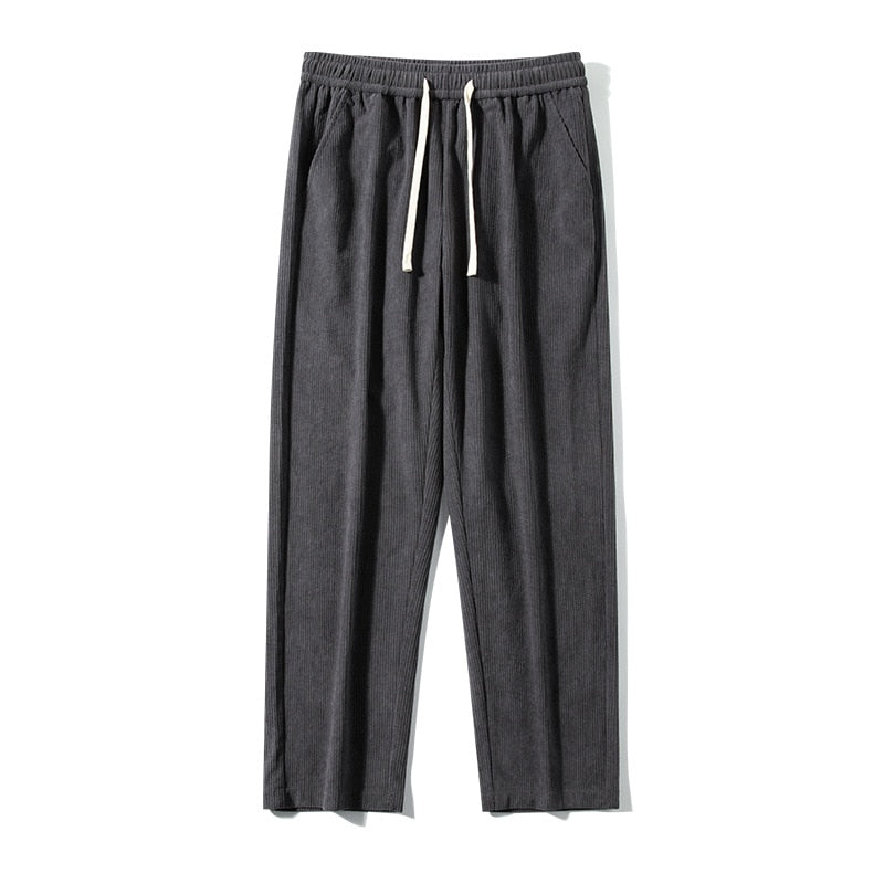 Men's Casual Pants Loose Straight Corduroy Pants Elastic Waist Sweatpants Fashion Streetwear Spring Men Sports Jogger Trousers