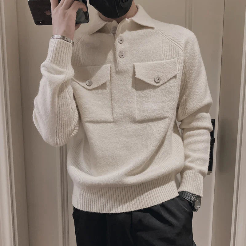 saferido Korean Style Men Keep Warm In Winter Casual Knit Sweater /Male Lim Fit Beige Soft Knit Pullover brand clothing Sweaters S-3XL