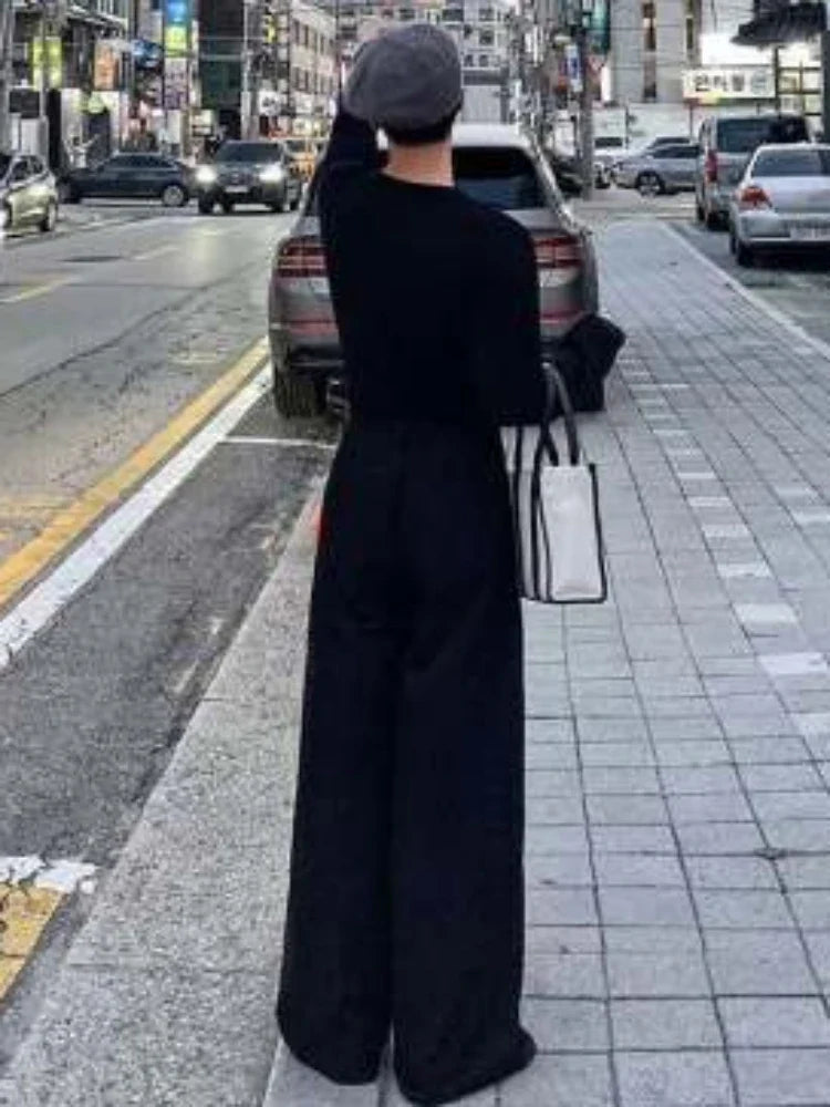 Pants Men Fashion Casual Solid High Street Simple Hip-hop Wide Leg Trousers All-match Korean Style Loose Temperament College New