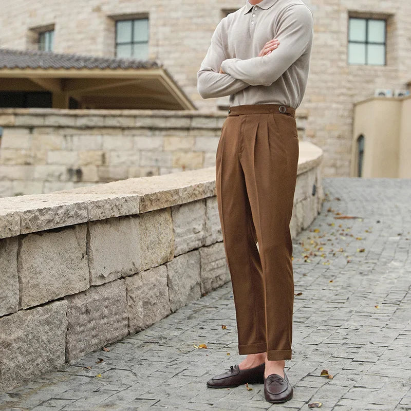 saferido Fashion Solid Color Spring Summer Simple Pant Men Social Trousers Pantalones Hombre Casual Elastic Waist Pant Men Versatile Pant