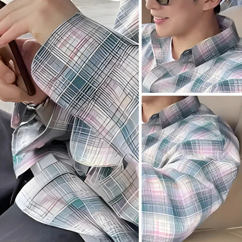 Unisex Oversized Retro Plaid Shirt Coat Men's Long Sleeve Casual Loose Fit Fashion Japanese Korean Style Sun Protection Clothing