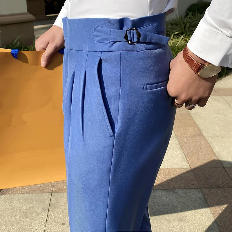 saferido High Quality British Gentlemen Business Casual Slim Fit Pants Men Dress Pants Solid All Match Formal Wear Office Trousers