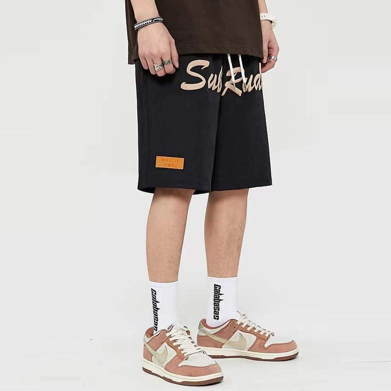 Streetwear Hip Hop Cargo Sports Shorts Men Harajuku Letter Printed Summer Loose Elastic Waist Casual Five Points Pants Male