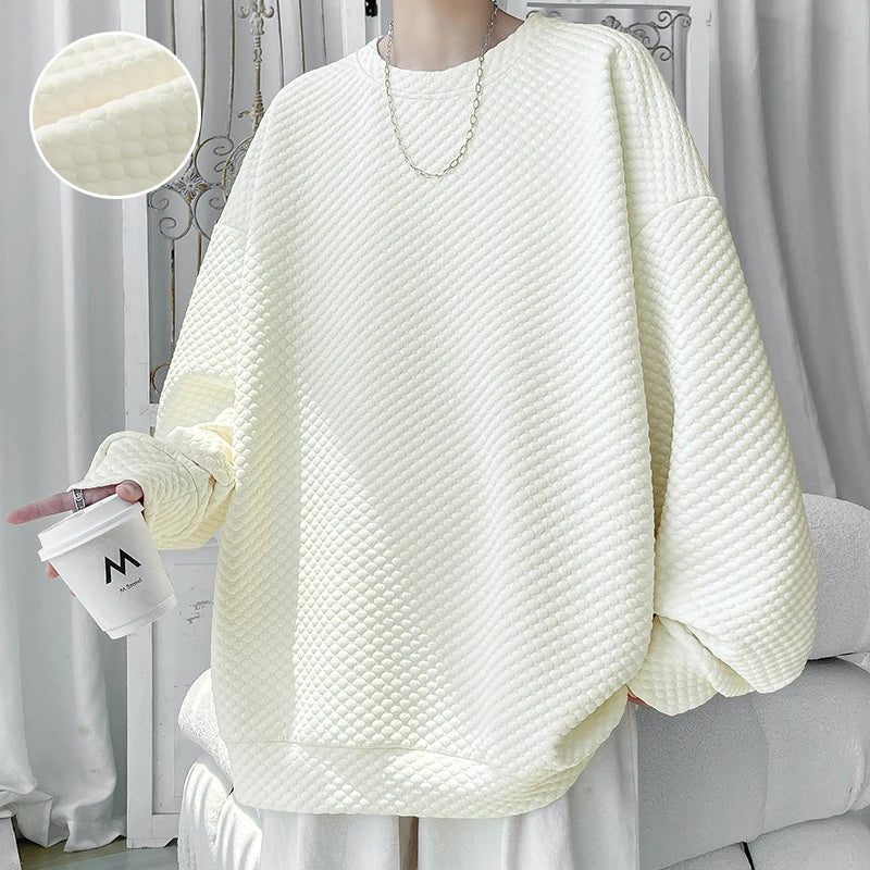 saferido Autumn New Hoodies Dot O-neck Sweatshirt Mens Streetwear Casual Fashion Mens Oversized Korean Harajuku Pullover 5XL-M