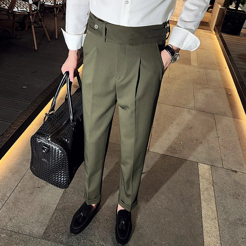 saferido Men's High Waist Spring England Business Trousers/Male Slim Fit High quality Casual Suit Pants Hombre 36