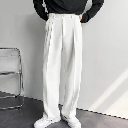 Autumn New Straight Suit Pants Loose Casual Men's High Street Wide Leg Korean Fashion Male Trousers