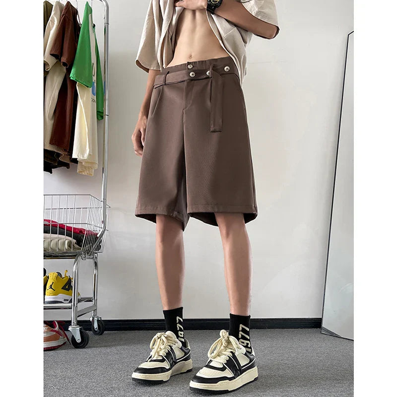 saferido Summer Suit Shorts Men Fashion Social Mens Dress Shorts Korean Loose Casual Suit Shorts Mens Office Formal Shorts Large Size