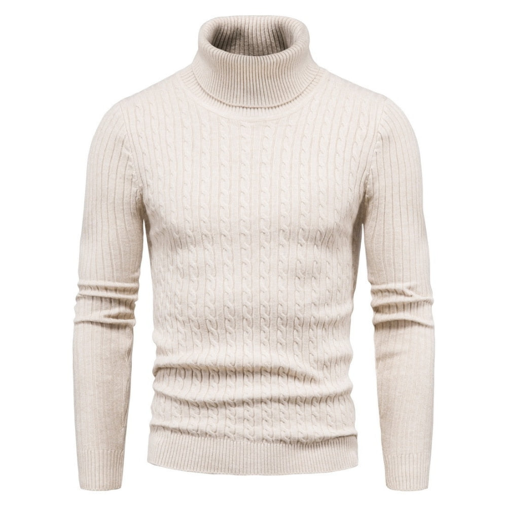 Autumn And Winter Turtleneck Warm Fashion Solid Color sweater Men's Sweater Slim Pullover men's Knitted sweater Bottoming Shirt