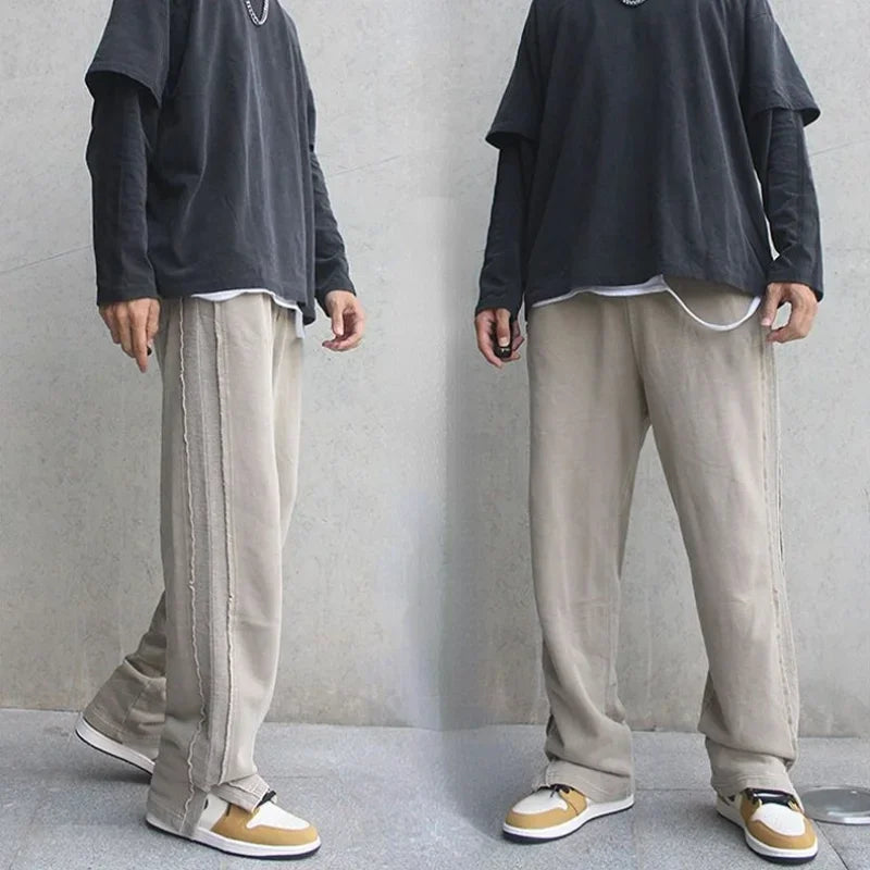 saferido Men's Casual Pants Wide Korean Style Y2k Free Shipping Baggy Harajuku Streetwear Cotton Trousers Male Sale Classic Fashion Long