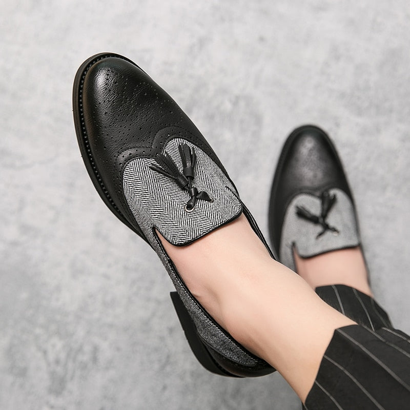 saferido Luxurious Mens Slip-On Casual Shoes Fashion Tassel Men's Shoes Men Loafers Male Dress Brock Carving Shoes Office Designer Shoes