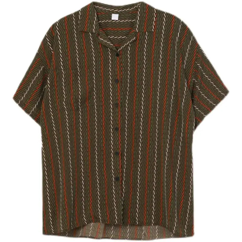 Korean style simple summer new style men Japanese retro pajamas collar loose casual versatile short-sleeved niche floral shirt