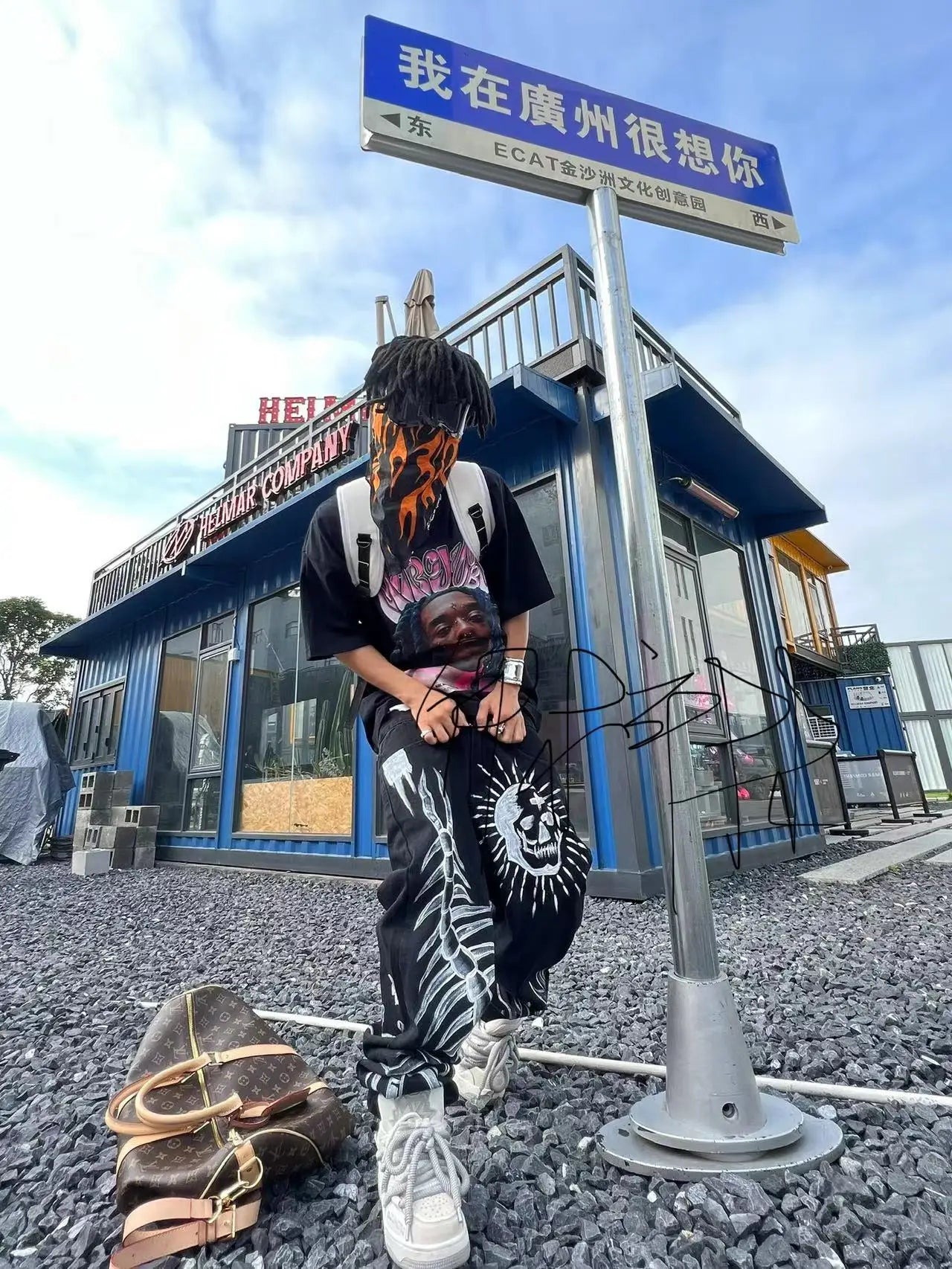 saferido Workshop American China-Chic Hip Hop Skull Straight Tube Denim camo jogger vintage army Pants Black New Fashion trouser