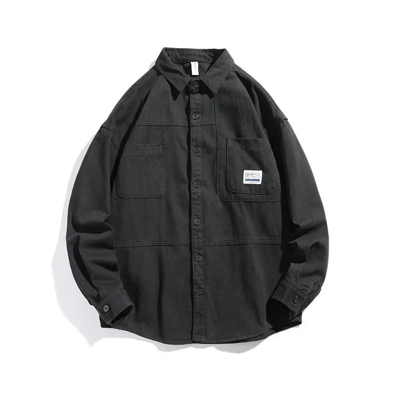 Men Shirts Long Sleeve Jackets Pocket Spring Autumn Cardigan Fashion Streetwear Male Casual Oversize Coat Loose Blouses