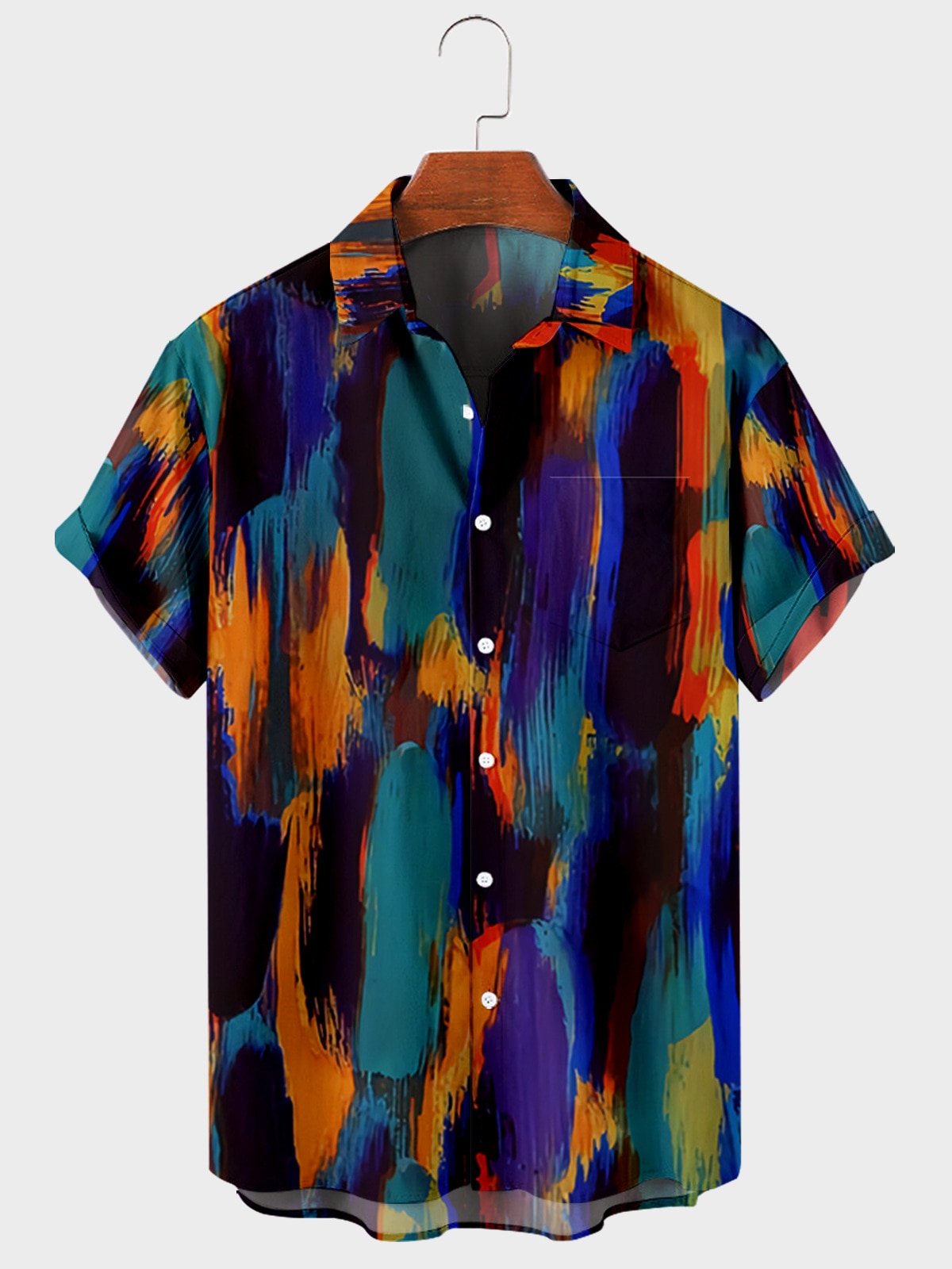 5XL Hawaiian Men's Shirt Colourful Striped Camisa Short Sleeve Shirts For Men Casual Top Oversized Tee Shirt Men Clothing