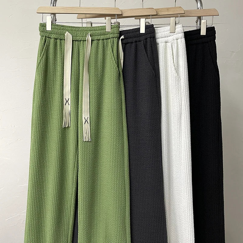 saferido Summer Pleated Pants Men Fashion Oversized Wide Leg Pants Men Japanese Streetwear Hip Hop Loose Straight Pants Mens Trousers