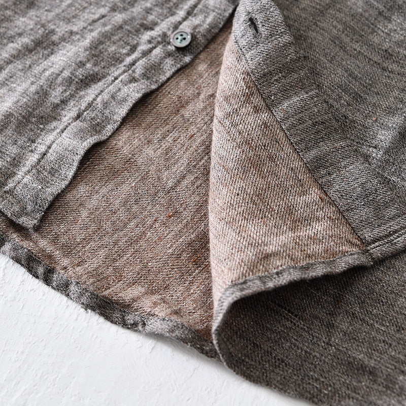 100% Pure Linen Shirts for Men Long Sleeve Casual Turn-down Collar Basic Classic Tops Male Fashion Solid Color Retro Clothing