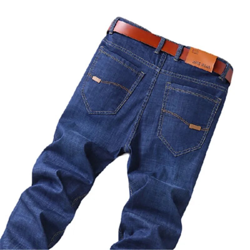 Oversize 42 44 Men Jeans Pants New Casual Classic Blue Stretch Jeans Business Fashion Casual Denim Trousers Brand Pants