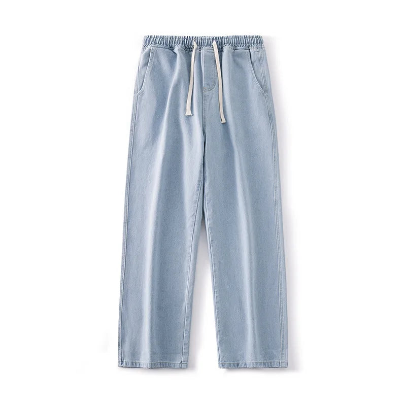 saferido Elastic waist jeans men's spring and autumn American loose straight leg casual versatile wide leg pants