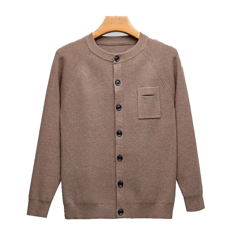 High Quality Fall Sweater Cardigan Men Knitting Pocket Sweaters Winter Warm Coat Male Single Breasted Top Camel Cardigan Sweater