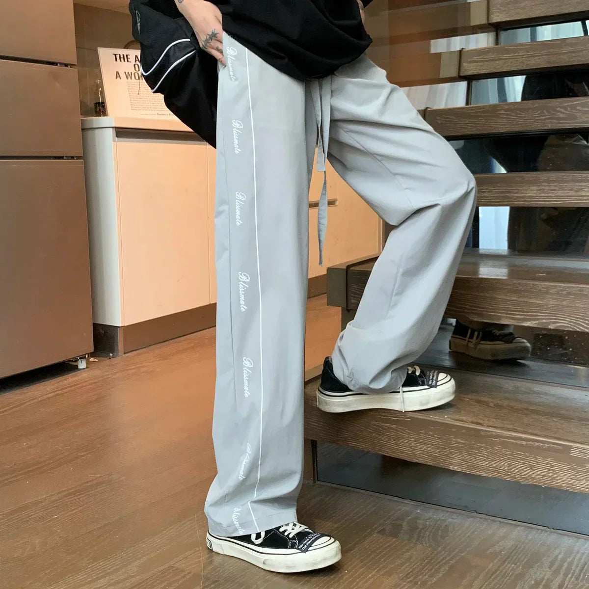 saferido Long Loose Male Trousers Cooling Baggy Men's Casual Pants Cool Ice Silk Fashion 2024 Low Price Stylish Sale Harajuku Cheap Y2k