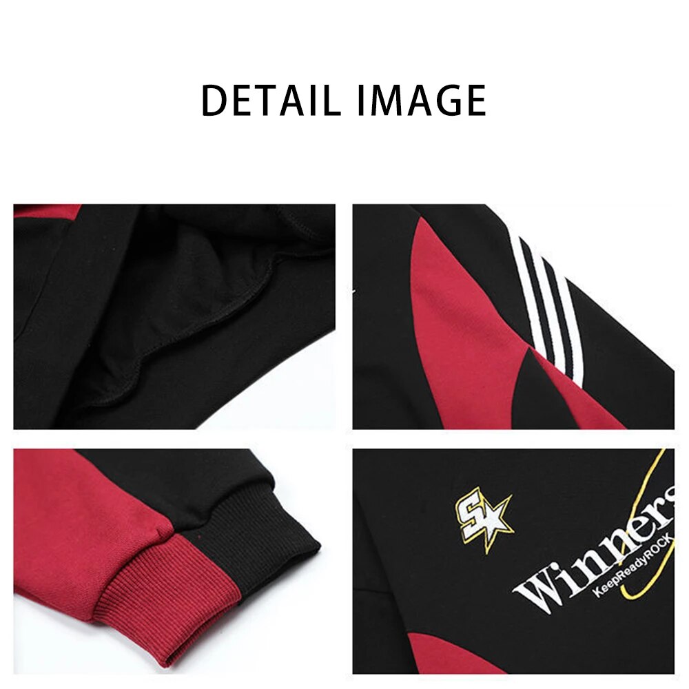 Baggy Two Piece Set for Men Parachute Wide Leg Pants Sweatshirts Outfit Tracksuit Men Polo Vintage Casual Streetwear
