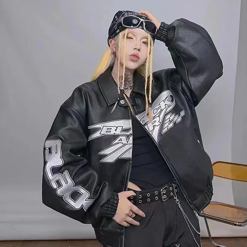 Leather Jacket Men Racing Women Coat Bomber Korean Fashion Hip Hop Vintage Winter Jackets new outfits clothing Coats Top