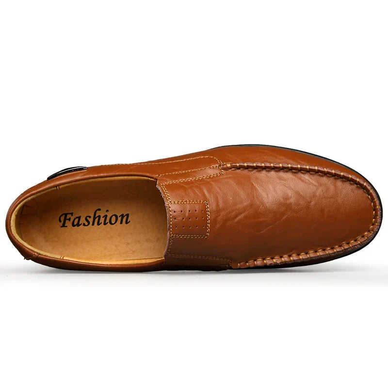 saferido Genuine Leather Men Casual Shoes Luxury Brand Mens Loafers Moccasins Breathable Slip on Black Driving Shoes Plus Size 37-47