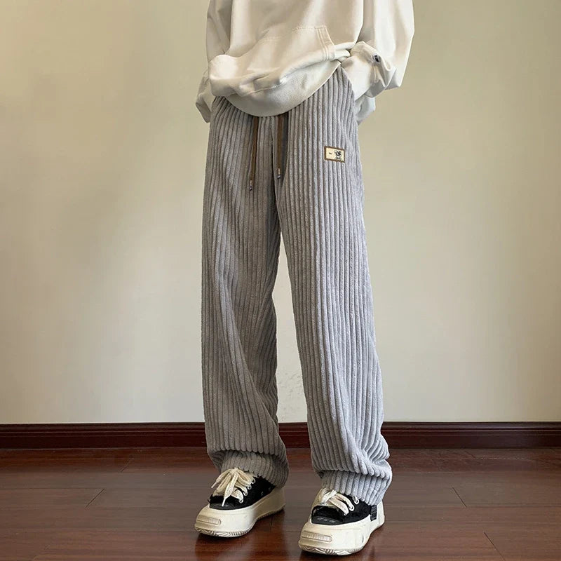 saferido Winter Thickened Pants Men Warmth Fashion Oversized Wide Leg Pants Men Streetwear Loose Straight Pants Mens Thick Trousers