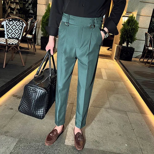 saferido Men Spring Business Formal Pants Solid Casual Korean Slim Fit Suit Pants Mens Wedding Social Trousers Plus Size 29-36