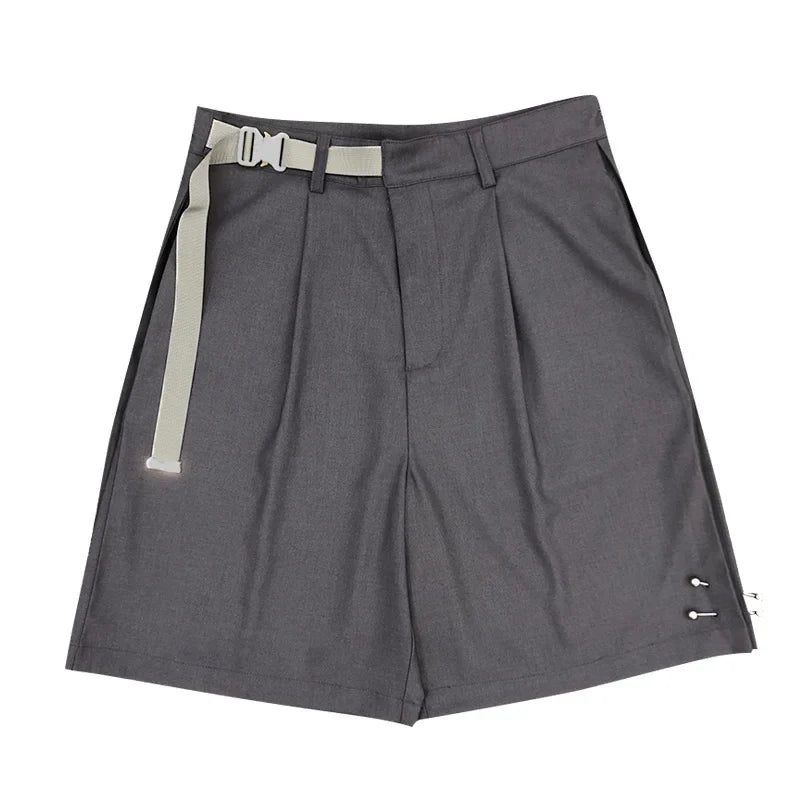 saferido Summer Suit Shorts Men Fashion Social Mens Dress Shorts Korean Loose Business Casual Shorts Mens Grey Black Office Formal Shorts