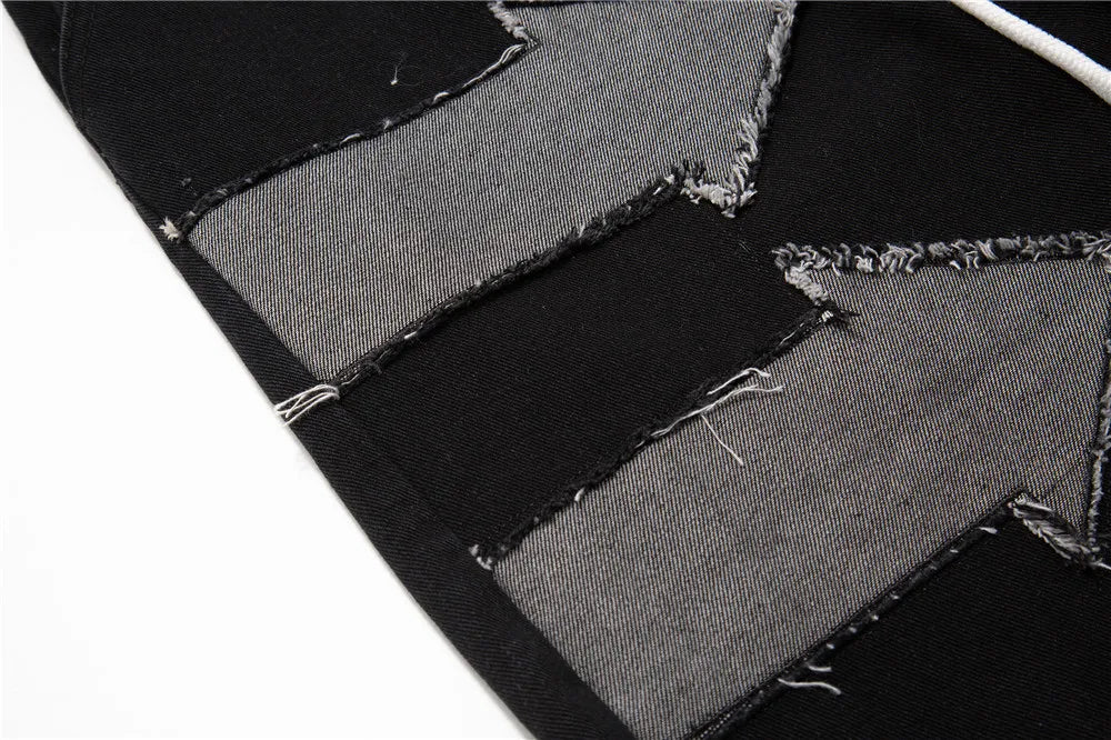 saferido American street creative denim shorts men's and women's retro hip-hop loose five-point pants
