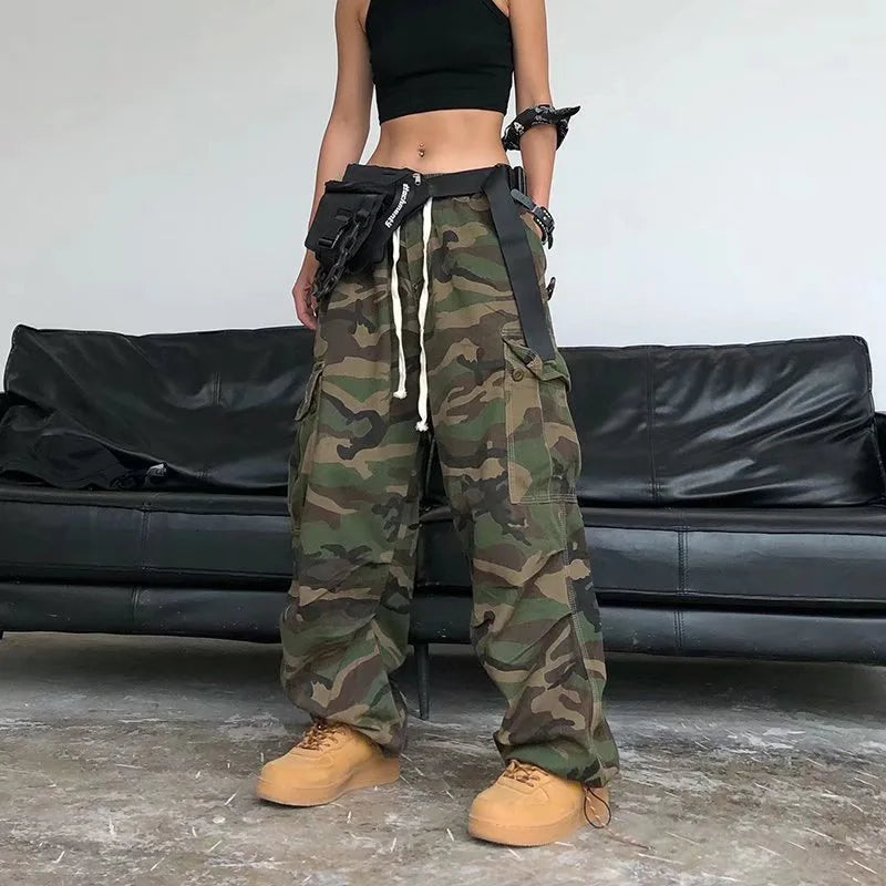 saferido Men Camouflage Cargo Jeans 2024 Spring Autumn Fashion Y2k Loose Pocket Streetwear Baggy Parachute Pants Male Vintage Trousers