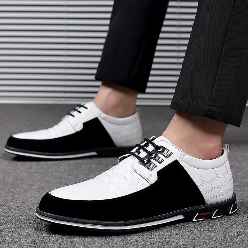 saferido Trending Leather Shoes for Men Business Casual Dress Shoe Lace Up Formal Party Men Shoes Comfortalbe All-match Wedding Oxfords