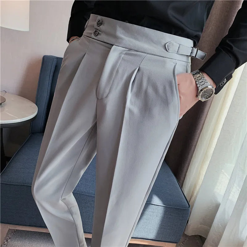 saferido British Style Autumn New Solid Business Casual Suit Pants Men Formal Pants High Quality Slim Fit Office Trousers Pantalon 29-36