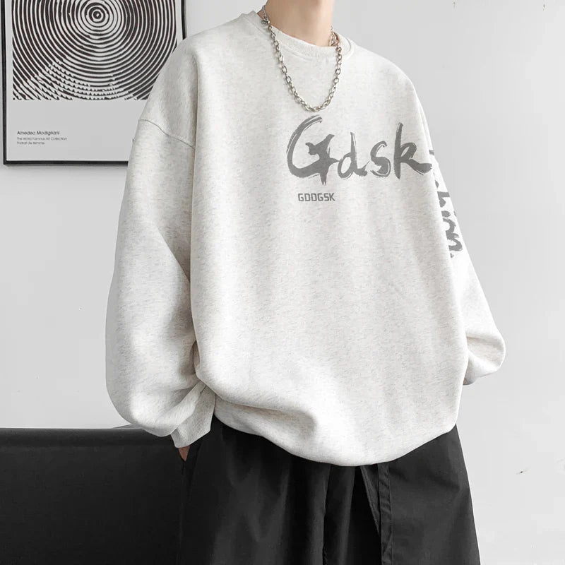 saferido Men's Multicolor 15 Color Sweatshirt Loose Large Size 5XL Personalized Printed Korean Street Tops Funky Casual Round Neck Tops