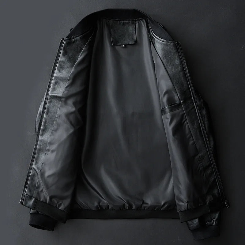 Autumn New Men Black Biker PU Leather Coat Korean Fashion Men Pu Leather Jacket Trend Casual Fit Slim Baseball Clothes 8Xl