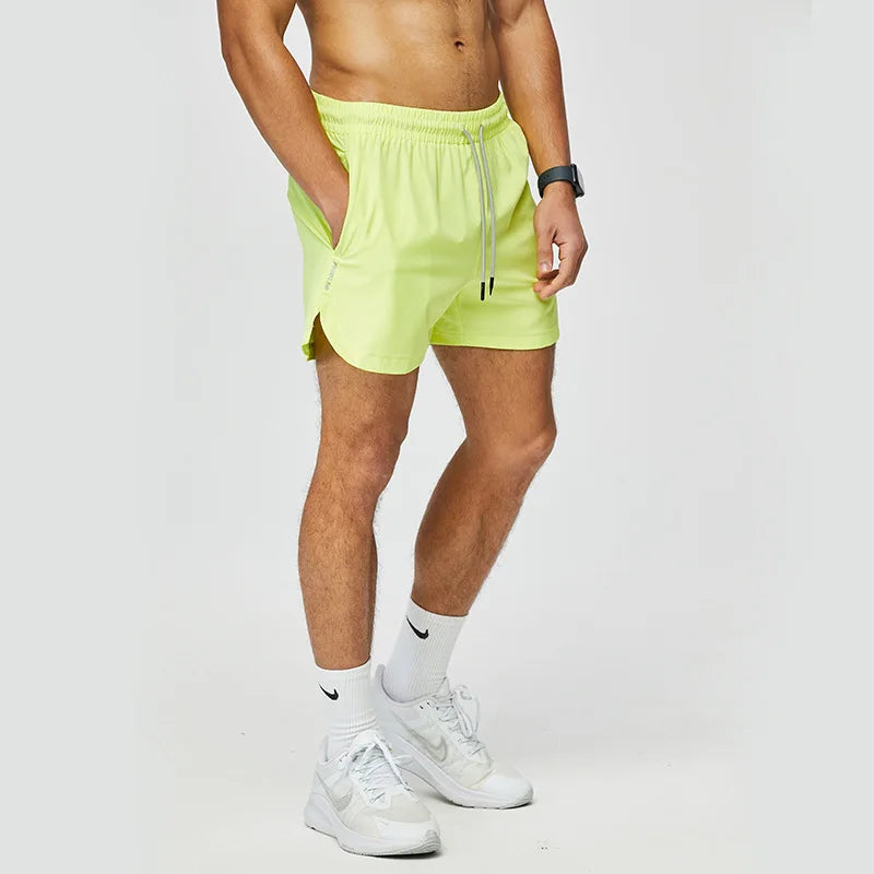 saferido American Style Ice Silk Men Sports Shorts Track and Field Basketball Shorts Solid Color Loose Quick Drying Woven Training Pants