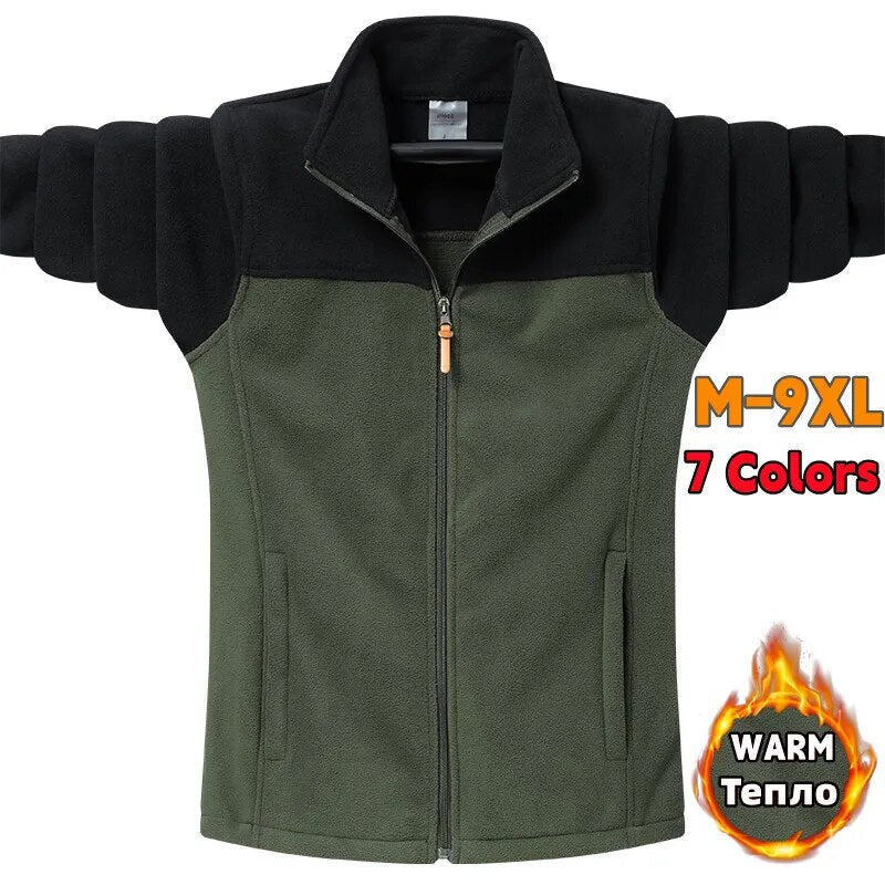 US Plus Size 9XL New Winter Fleece Jacket Men Tactical Softshell Fleece Camping Work Coat Fashion Thick Warm Harajuku Parkas Man