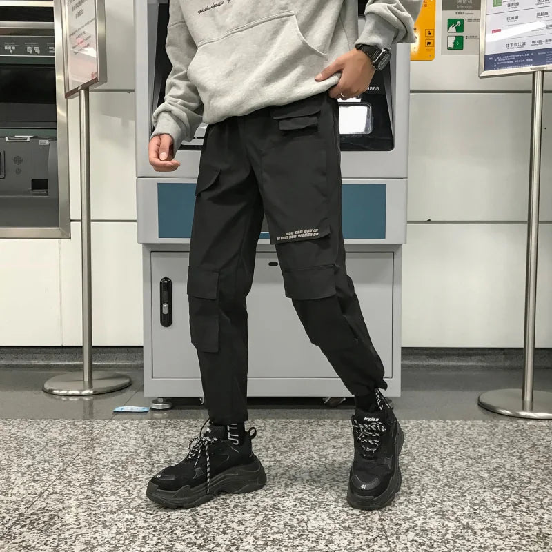 saferido Purple Men Cargo Pants Spring Loose Hip Hop Joggers Trousers Pockets Overalls Fashion Student Sweatpants Korean Male Streetwear