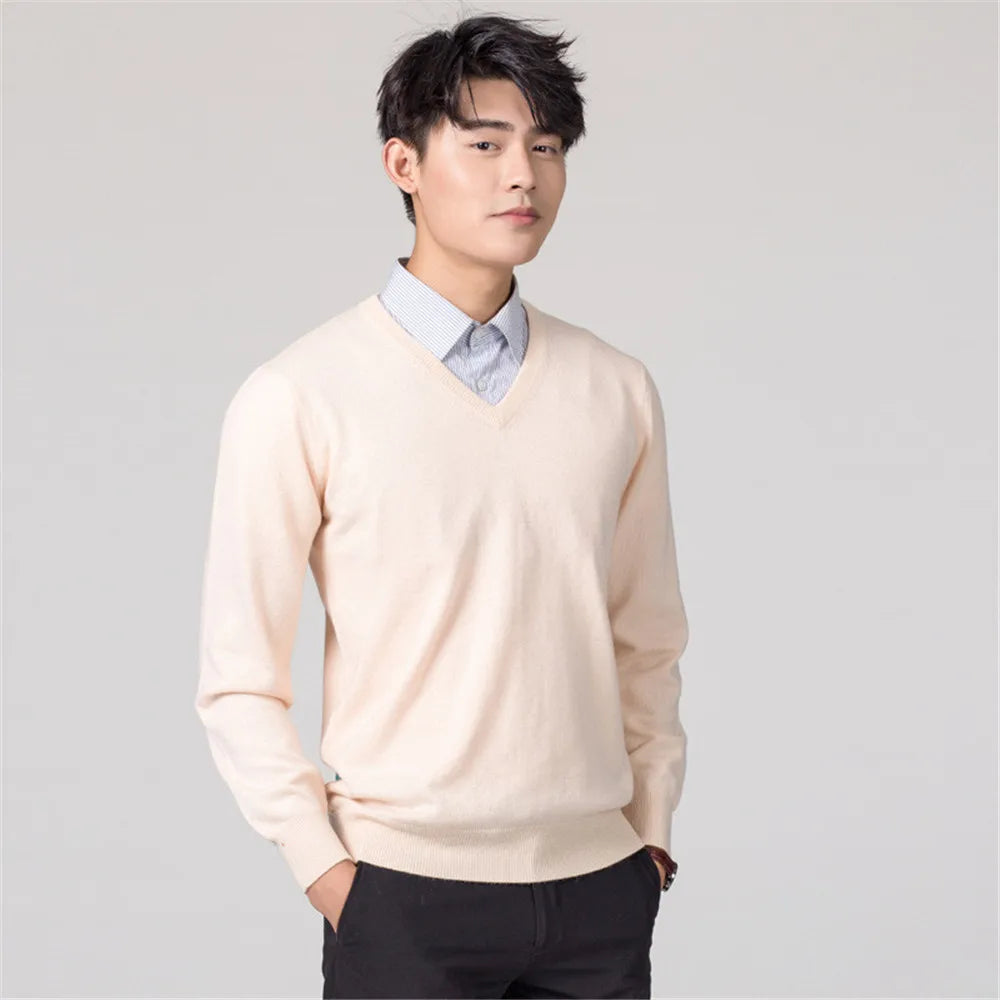 Men's Sweaters V-neck Pullovers Cashmere Knitting Hot Sale Spring Women Sweaters Wool Knitwear High Quality Jumpers Clothes
