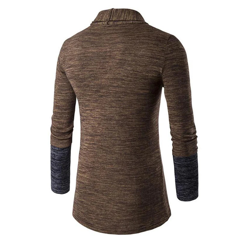 Autumn Winter Retro Men Sweater Men's Cardigan Stitching Contrast Color Long-Sleeved Slim-Fit Sweater Jacket Masculina