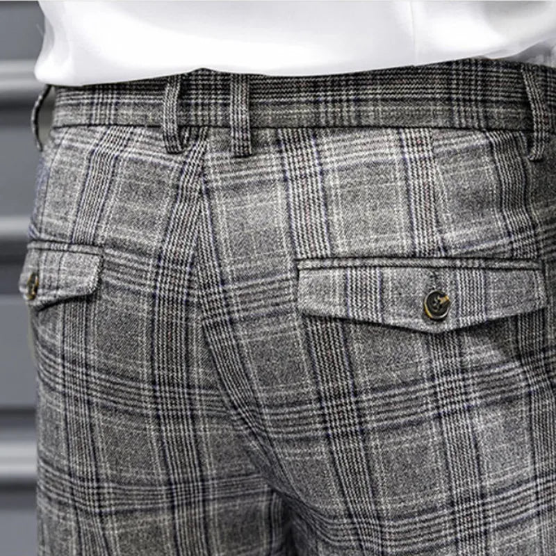Men Clothing Plaid Business Suit Trousers/Male Slim Fit Fashin Leisure Suit Pants/British Formal Dress Suit Trousers 28-36