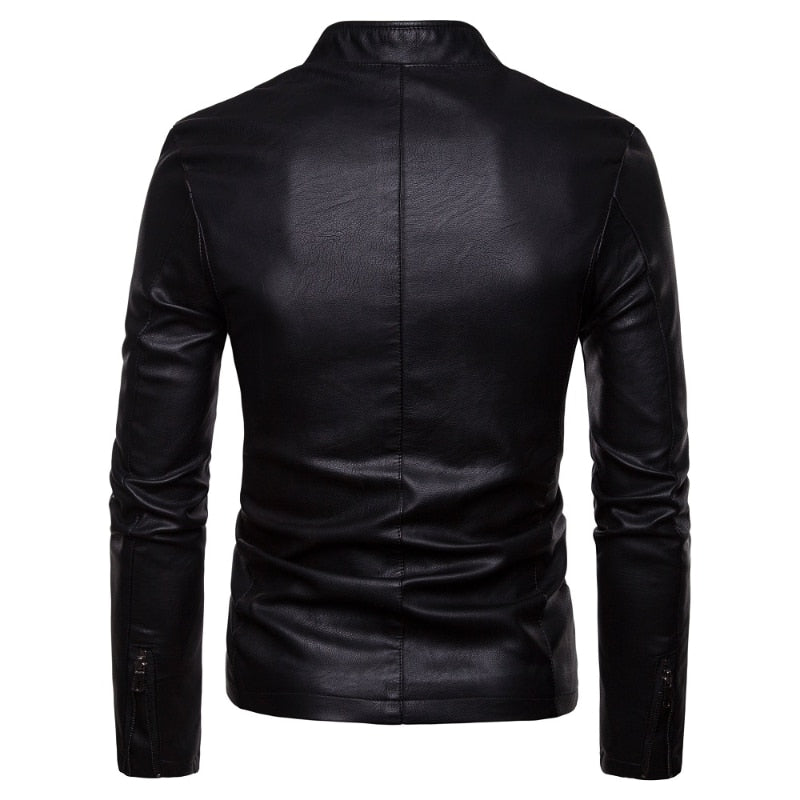 Faux Leather Men's Jacket: Slim Fit and Perfect for Spring and Autumn,Motorcycle Clothes,Affordable, High Quality, Match
