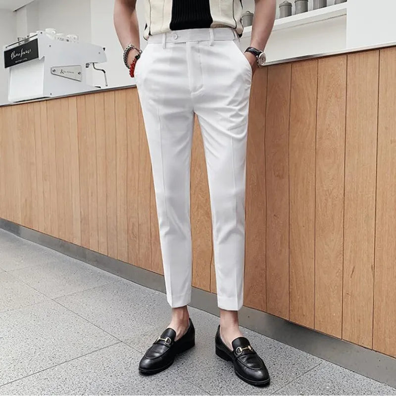 saferido Spring and Summer New Suit Pants Nine Minutes Pants Korean Slim Men's Business Casual Pants Men's Trousers Men Trousers 36