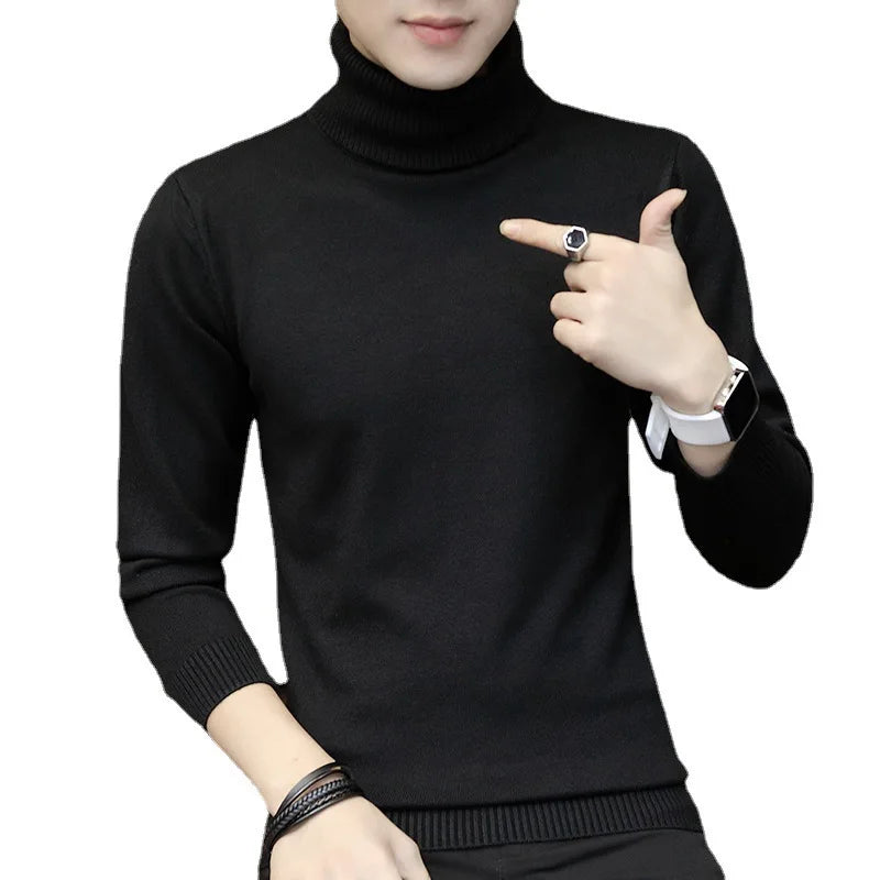 Men Casual Knit Sweaters/Male Slim Fit Turtleneck Tight Knit Shirt Men's Knitted Sweaters Autumn Winter